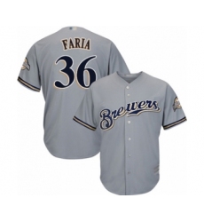 Youth Milwaukee Brewers #36 Jake Faria Authentic Grey Road Cool Base Baseball Player Jersey