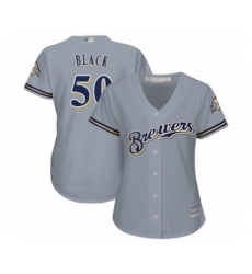 Women's Milwaukee Brewers #50 Ray Black Authentic Grey Road Cool Base Baseball Player Jersey