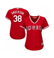 Women's Los Angeles Angels of Anaheim #38 Justin Anderson Authentic Red Alternate Cool Base Baseball Player Jersey
