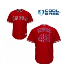 Youth Los Angeles Angels of Anaheim #43 Patrick Sandoval Authentic Red Alternate Cool Base Baseball Player Jersey