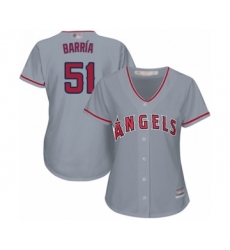 Women's Los Angeles Angels of Anaheim #51 Jaime Barria Authentic Grey Road Cool Base Baseball Player Jersey