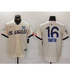 Men's Los Angeles Dodgers #16 Will Smith Cream 2024 City Connect Limited Stitched Jersey