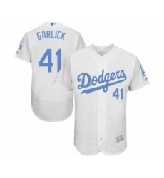 Men's Los Angeles Dodgers #41 Kyle Garlick Authentic White 2016 Father's Day Fashion Flex Base Baseball Player Jersey