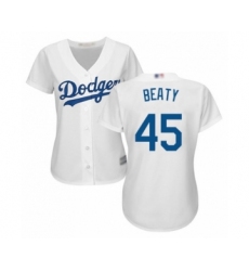 Women's Los Angeles Dodgers #45 Matt Beaty Authentic White Home Cool Base Baseball Player Jersey