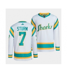 Men's San Jose Sharks #7 Nico Sturm White 2022 Reverse Retro Stitched Jersey