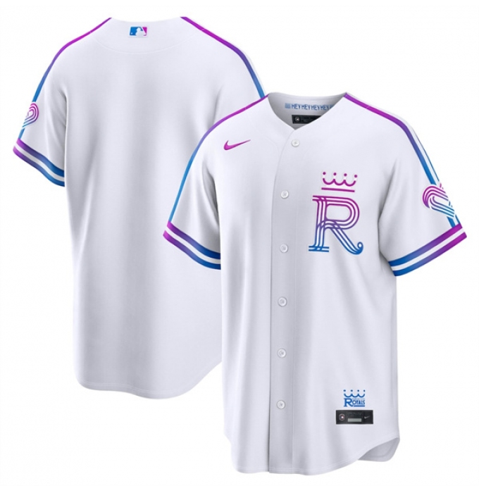 Men's Kansas City Royals Blank White 2026 City Connect Stadium Stitched Baseball Jersey