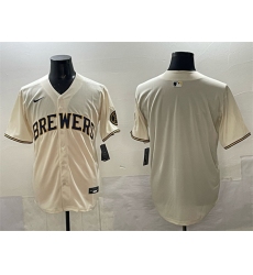 Men's Milwaukee Brewers Blank Cream Home Limited Stitched Jersey