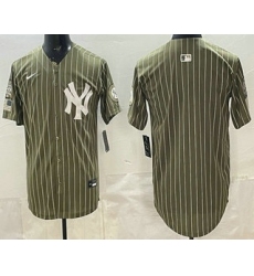 Men's New York Yankees Blank Olive Pinstripe 2026 Armed Forces Day Salute To Service Jersey