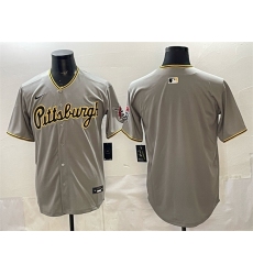 Men's Pittsburgh Pirates Blank Gray Limited Stitched Baseball Jersey