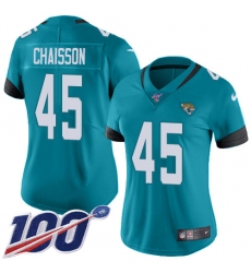 Women's Jacksonville Jaguars #45 K'Lavon Chaisson Teal Green Alternate Stitched NFL 100th Season Vapor Untouchable Limited Jersey
