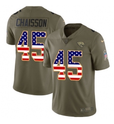Youth Jacksonville Jaguars #45 K'Lavon Chaisson Olive USA Flag Stitched NFL Limited 2017 Salute To Service Jersey