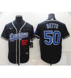Men's Nike Los Angeles Dodgers #50 Mookie Betts Black Blue Road Authentic Jersey