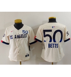 Women's Los Angeles Dodgers #50 Mookie Betts Cream 2024 City Connect Limited Jersey