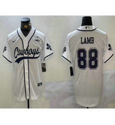 Men's Dallas Cowboys #88 CeeDee Lamb White With 1960 Cool Base Stitched Baseball Jersey