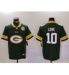 Men's Green Bay Packers #10 Jordan Love Green Big Logo With Vapor Limited Stitched Football Jersey