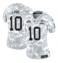 Women's Green Bay Packers #10 Jordan Love 2024 F.U.S.E Arctic Camo Salute To Service Limited Stitched Football Jersey(Run Small)