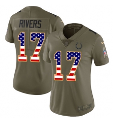 Women's Nike Indianapolis Colts #17 Philip Rivers Olive USA Flag Stitched NFL Limited 2017 Salute To Service Jersey