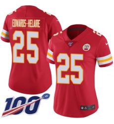 Women's Kansas City Chiefs #25 Clyde Edwards-Helaire Red Team Color Stitched 100th Season Vapor Untouchable Limited Jersey