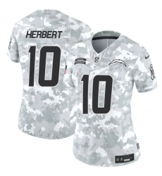 Women's Los Angeles Chargers #10 Justin Herbert 2024 F.U.S.E Arctic Camo Salute To Service Limited Stitched Football Jersey(Run Small)