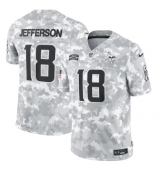 Men's Minnesota Vikings #18 Justin Jefferson 2024 Arctic Camo Salute To Service Limited Stitched Football Jersey