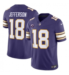 Men's Minnesota Vikings #18 Justin Jefferson Purple 2024 F.U.S.E. Throwback With 2-Star C Vapor Limited Stitched Jersey