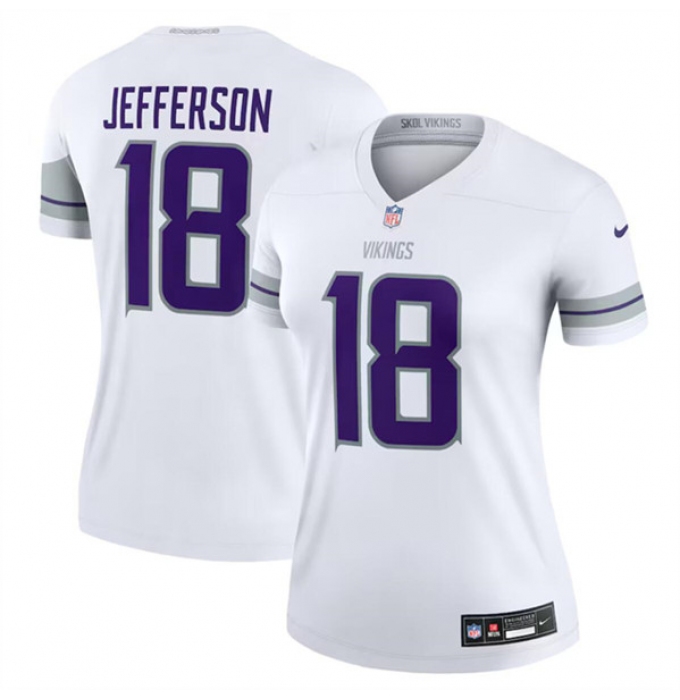 Women's Minnesota Vikings #18 Justin Jefferson White Winter Warrior Limited Football Stitched Jersey