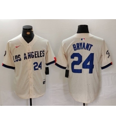 Men's Los Angeles Dodgers #24 Kobe Bryant Number Cream 2024 City Connect Limited Stitched Jerseys