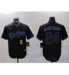 Men's Los Angeles Dodgers #8 24 Kobe Bryant Black Mamba Lights Out Black Fashion Stitched Cool Base Jersey