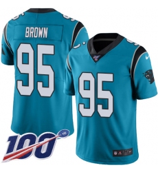 Men's Carolina Panthers #95 Derrick Brown Blue Alternate Stitched NFL 100th Season Vapor Untouchable Limited Jersey