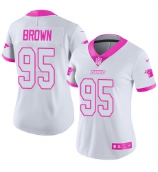 Women's Carolina Panthers #95 Derrick Brown White Pink Stitched NFL Limited Rush Fashion Jersey