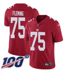 Youth New York Giants #75 Cameron Fleming Red Alternate Stitched 100th Season Vapor Untouchable Limited Jersey