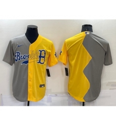 Men's Boston Red Sox Blank Grey Yellow Split Cool Base Stitched Jersey