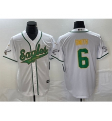 Men's Nike Philadelphia Eagles #6 DeVonta Smith White Gold Cool Base Stitched Baseball Jersey