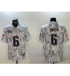 Men's Philadelphia Eagles #6 DeVonta Smith Arctic Camo 2024 FUSE Salute to Service Limited Stitched Jersey