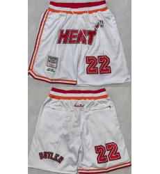 Men's Miami Heat White #22 Shorts (Run Small)