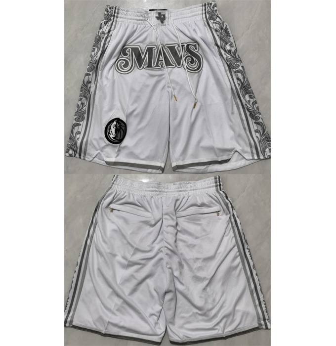 Men's Dallas Mavericks White City Edition Shorts (Run Small)