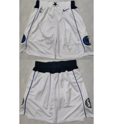 Mens Dallas Mavericks White Shorts (Run Small)
