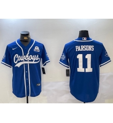 Men's Dallas Cowboys #11 Micah Parsons Light Blue 1960 Stitched Cool Base Nike Baseball Jersey