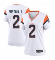 Women Nike Denver Broncos #2 Patrick Surtain II White Vapor Limited Jersey