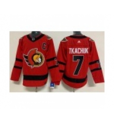 Men's Ottawa Senators #7 Brady Tkachuk Red With C Patch2021 Reverse Retro Authentic Jersey