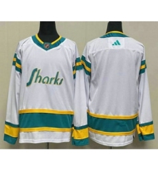 Men's San Jose Sharks Blank White 2022 Reverse Retro Stitched Jersey