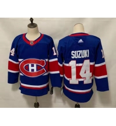 Men's Montreal Canadiens #14 Nick Suzuki Blue 2020-21 Reverse Retro Alternate Hockey Jersey