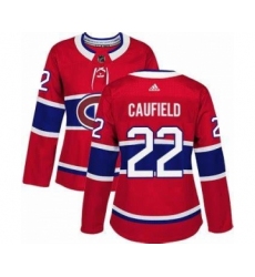 Adidas Montreal Canadiens #22 Cole Caufield Red Home Authentic Women's Stitched NHL Jersey