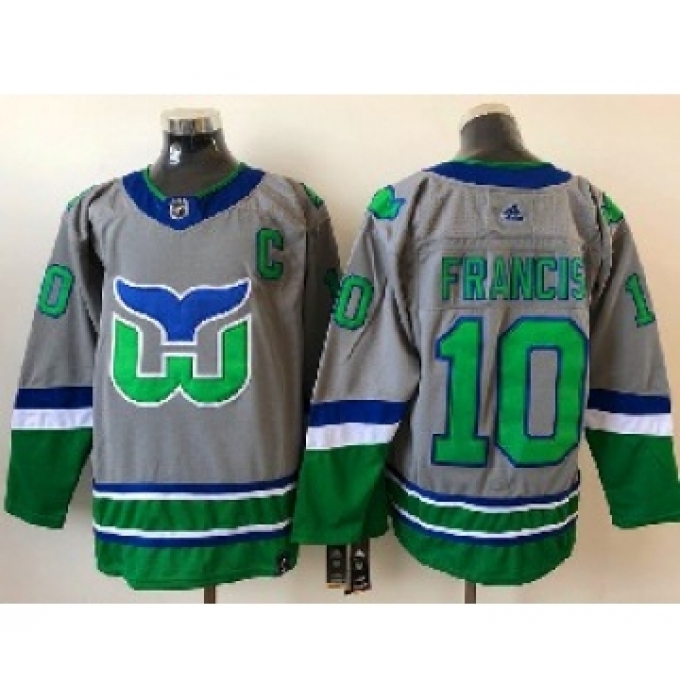 Mens Nhl Hartford Whalers #10 Francis Gray 2021 Reverse Retro Alternate Adidas Jersey