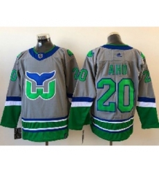 Mens Nhl Hartford Whalers #20 Aho Gray 2021 Reverse Retro Alternate Adidas Jersey