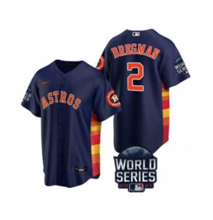 Men's Houston Astros #2 Alex Bregman 2021 Navy World Series Cool Base Stitched Baseball Jersey