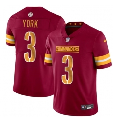 Men's Washington Commanders #3 Cade York Burgundy 2024 Vapor Limited Football Stitched Jersey