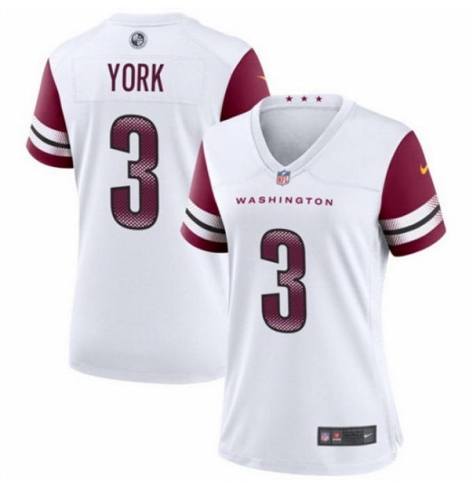 Women Washington Commanders #3 Cade York White Stitched Jersey