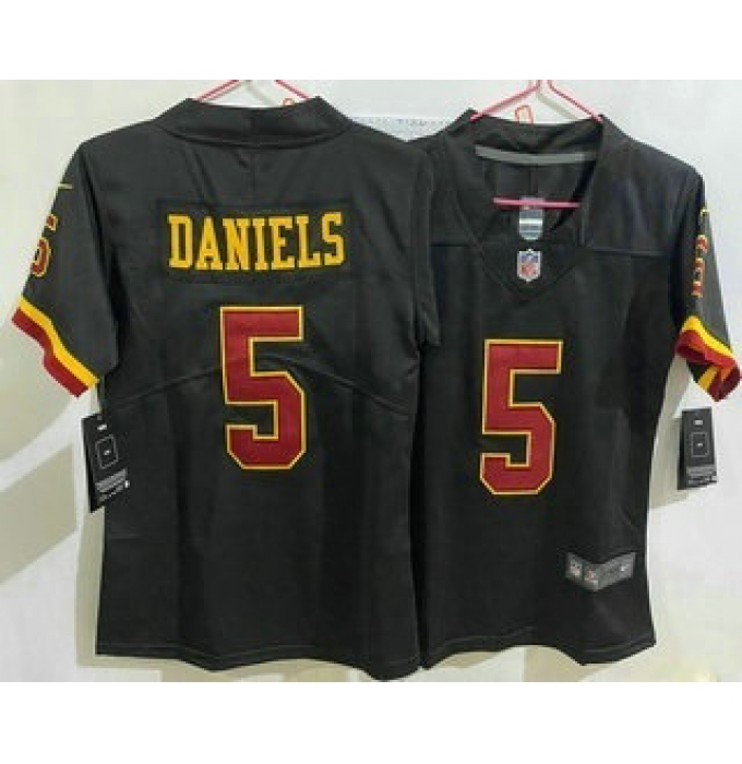 Women's Washington Commanders #5 Jayden Daniels Limited Black Alternate Vapor Jersey
