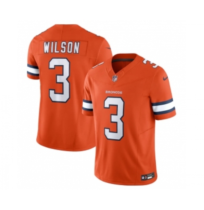 Men's Denver Broncos #3 Russell Wilson Orange 2023 F.U.S.E. Vapor Untouchable Stitched Jersey